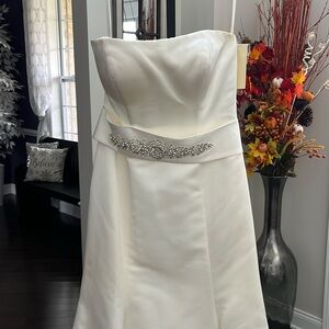 Casablanca satin trumpet wedding gown
